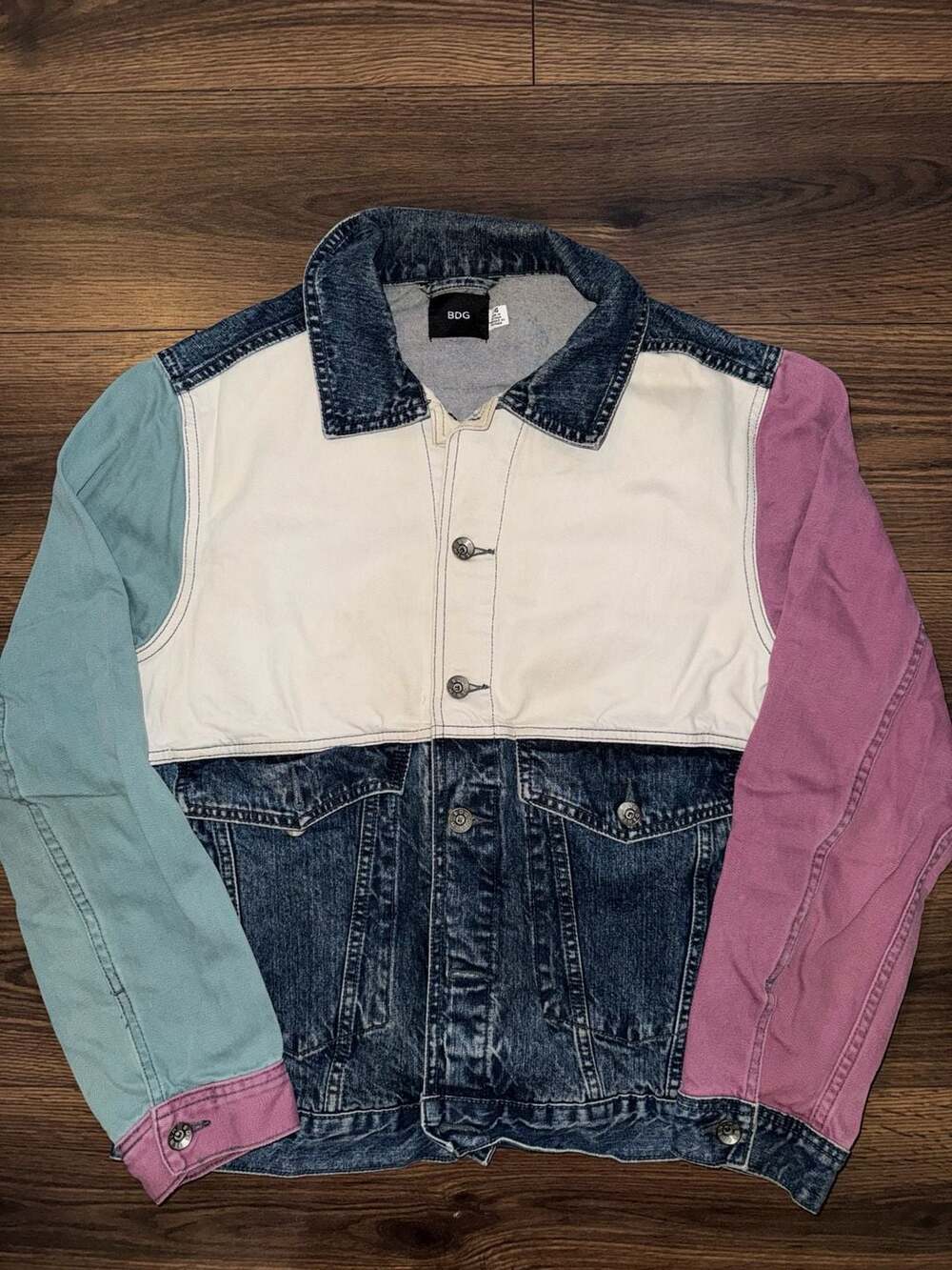 BDG Urban Outfitters Colorblock Denim Trucker Jacket Size Large
